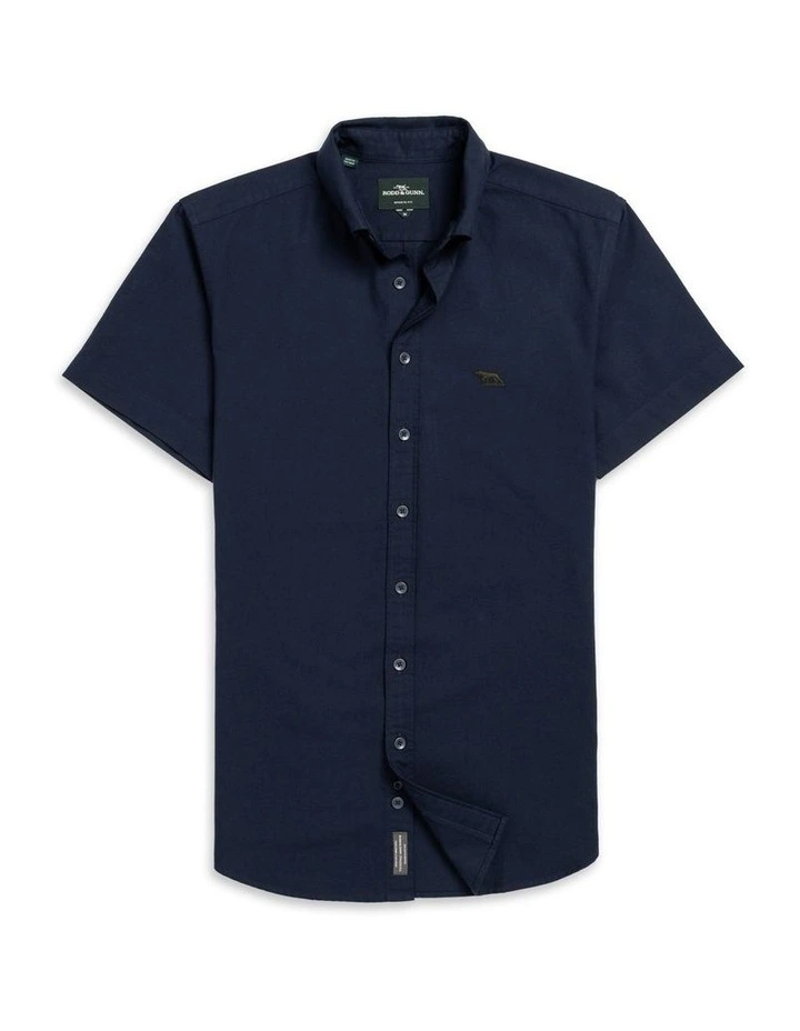 Gunn Oxford Long Sleeve Sports Fit Shirt in Ink image 4
