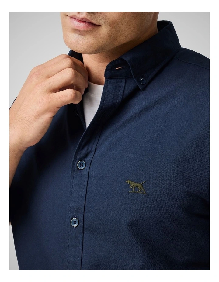 Gunn Oxford Long Sleeve Sports Fit Shirt in Ink image 6