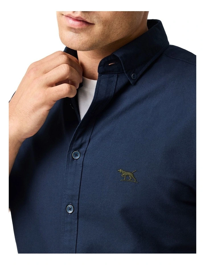 Gunn Oxford Long Sleeve Sports Fit Shirt in Ink image 6