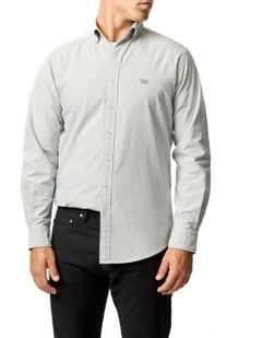 Gunn Oxford Long Sleeve Sports Fit Shirt in Eucalyptus