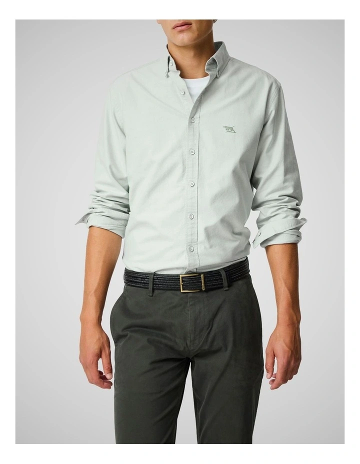 Oxford Long Sleeve Sports Fit Shirt in Eucalyptus image 1