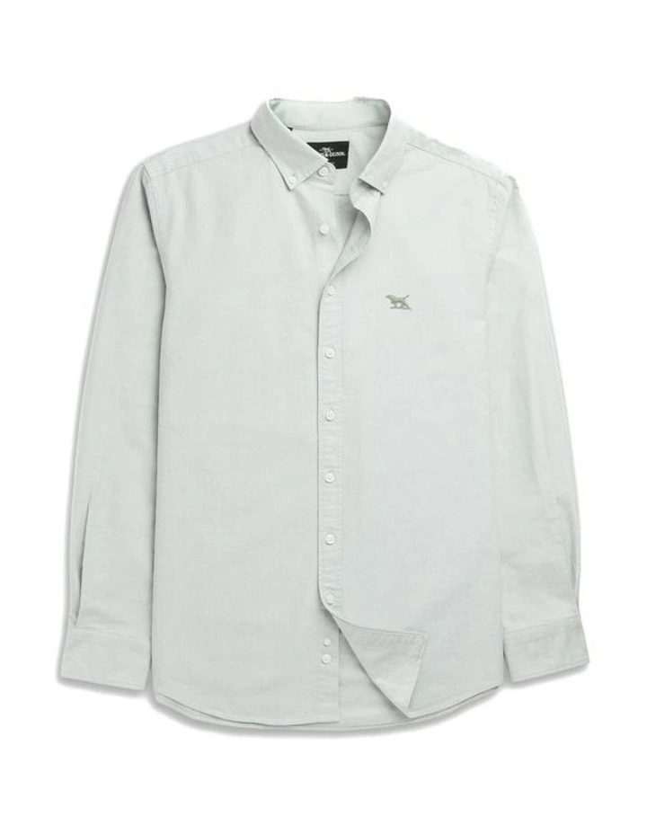 Oxford Long Sleeve Sports Fit Shirt in Eucalyptus image 4