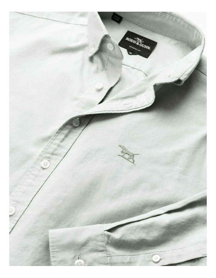 Oxford Long Sleeve Sports Fit Shirt in Eucalyptus image 5