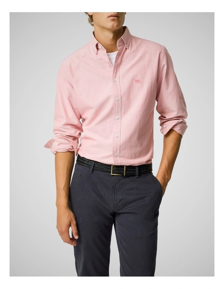 Oxford Long Sleeve Sports Fit Shirt in Wild Rose image 1