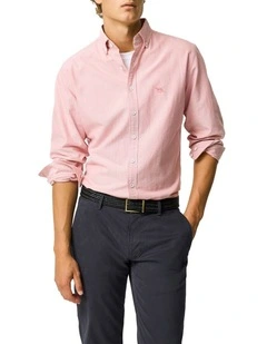 Gunn Oxford Long Sleeve Sports Fit Shirt in Wild Rose