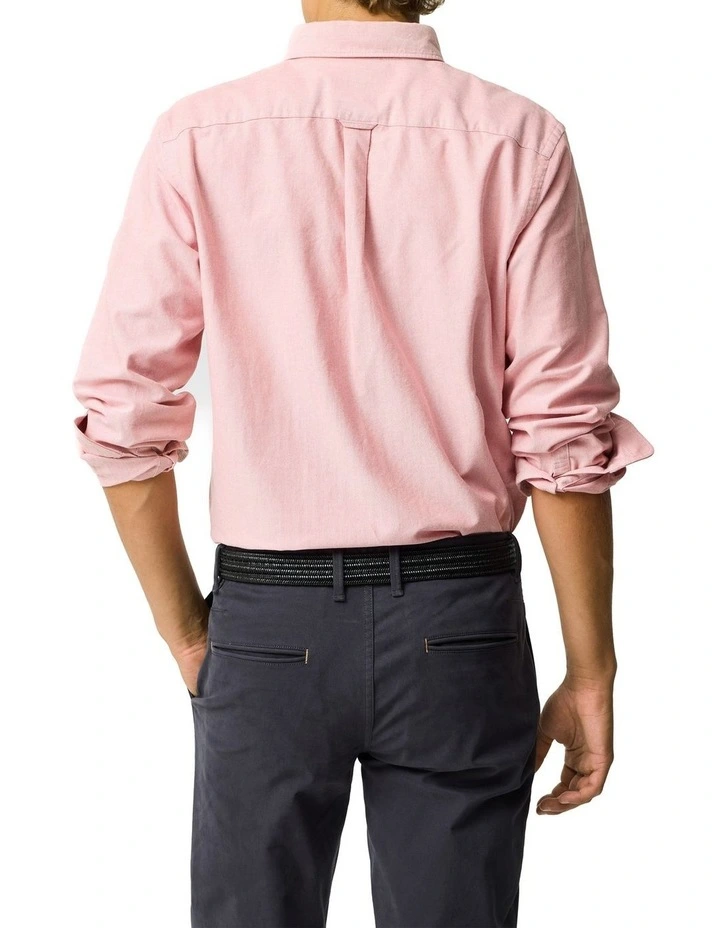 Gunn Oxford Long Sleeve Sports Fit Shirt in Wild Rose image 3