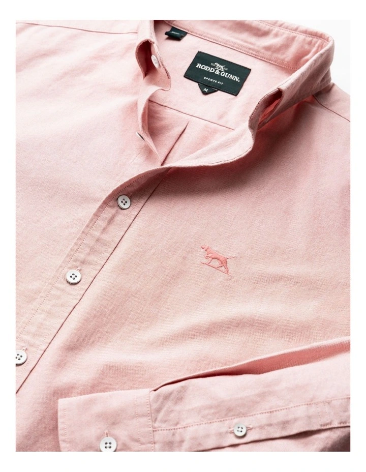 Gunn Oxford Long Sleeve Sports Fit Shirt in Wild Rose image 5