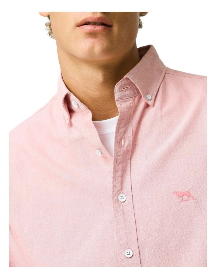 Gunn Oxford Long Sleeve Sports Fit Shirt in Wild Rose image 6