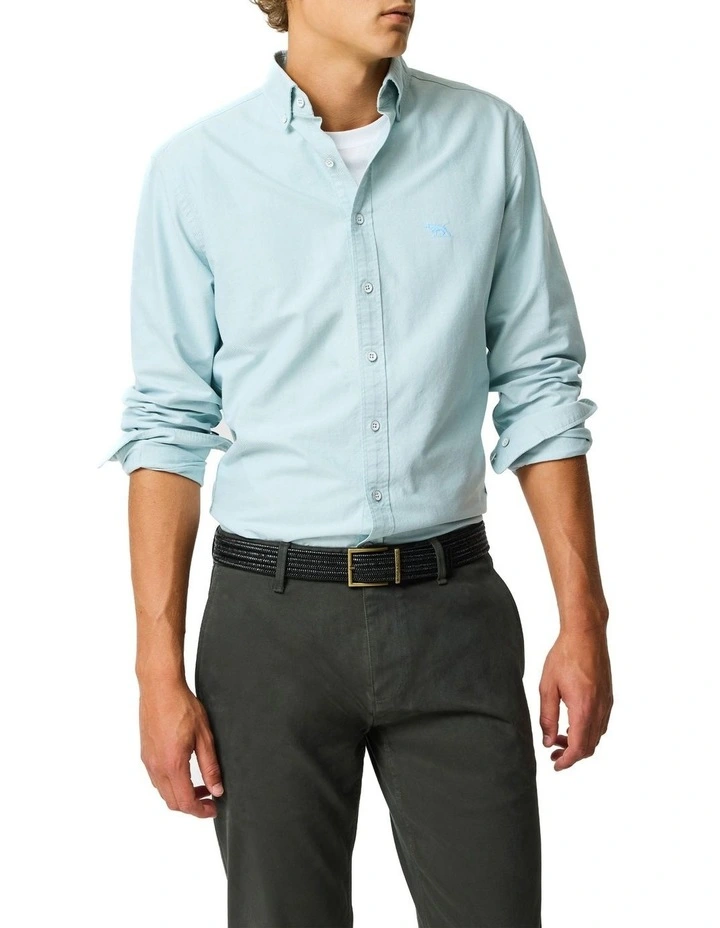 Gunn Oxford Long Sleeve Sports Fit Shirt in Seafoam image 1