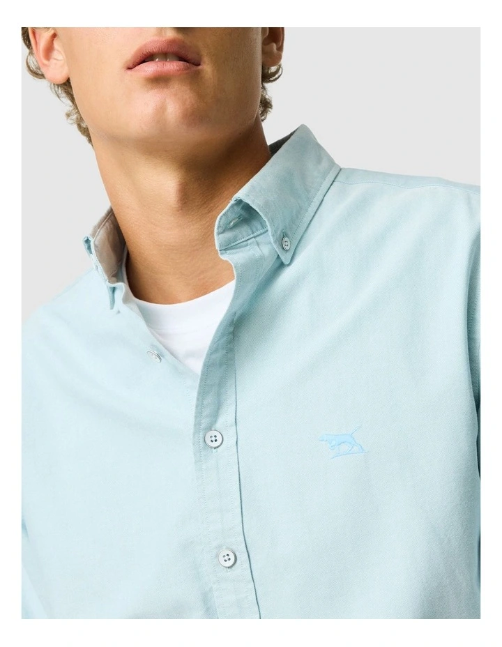 Oxford Long Sleeve Sports Fit Shirt in Seafoam image 6