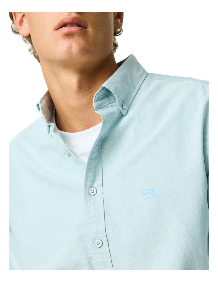 Gunn Oxford Long Sleeve Sports Fit Shirt in Seafoam image 6