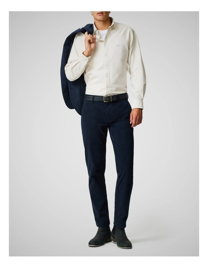 Oxford Long Sleeve Sports Fit Shirt in Natural image 2