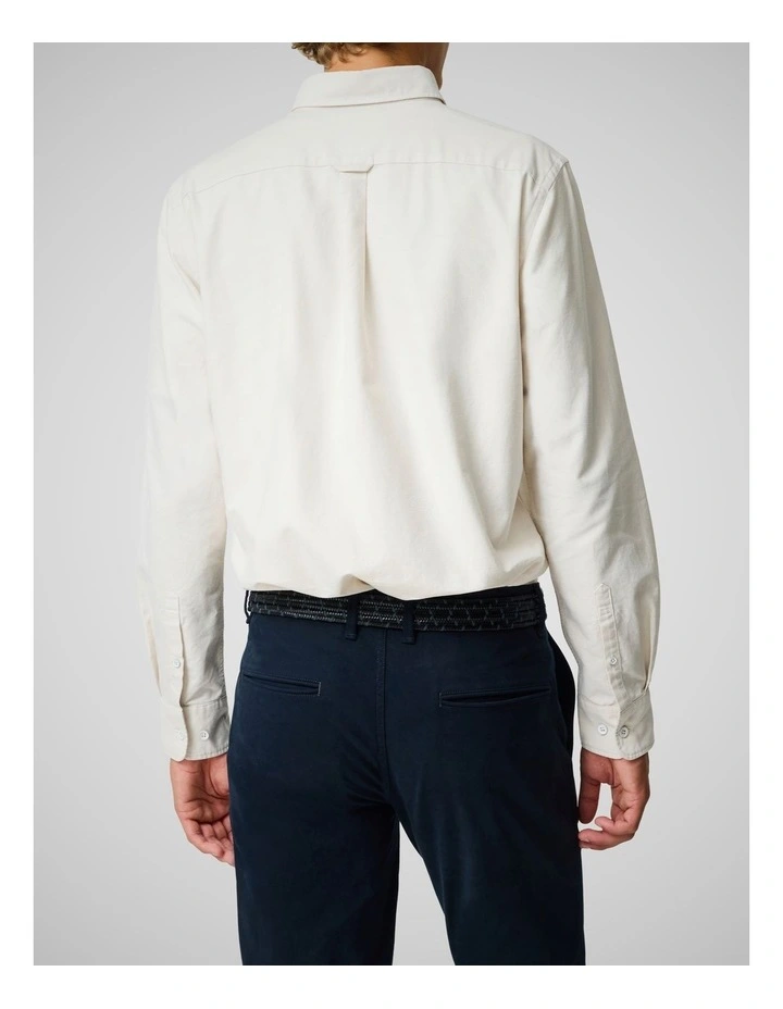 Oxford Long Sleeve Sports Fit Shirt in Natural image 3
