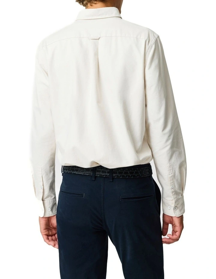 Gunn Oxford Long Sleeve Sports Fit Shirt in Natural image 3