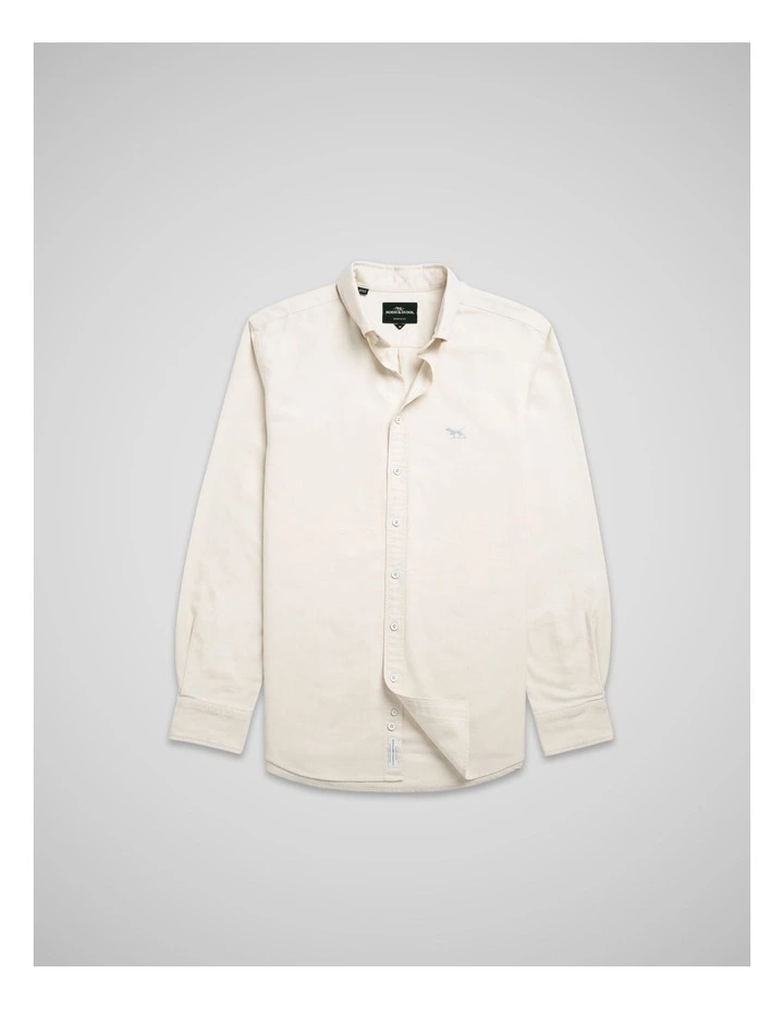 Oxford Long Sleeve Sports Fit Shirt in Natural image 4