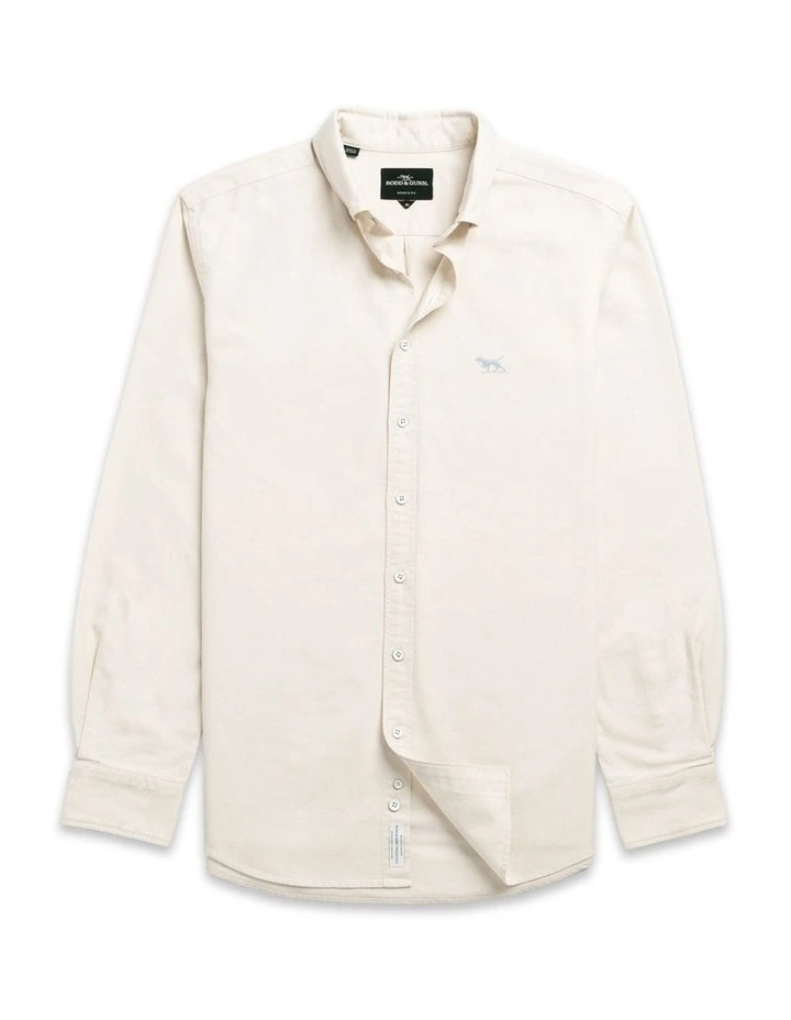 Gunn Oxford Long Sleeve Sports Fit Shirt in Natural image 4