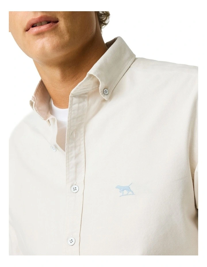 Gunn Oxford Long Sleeve Sports Fit Shirt in Natural image 6