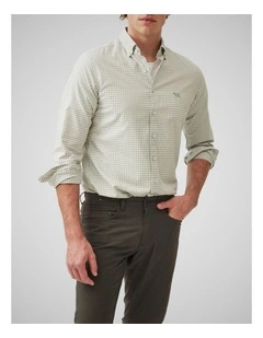 Oxford Bayshore Gingham Long Sleeve Sports Fit Shirt in Sage