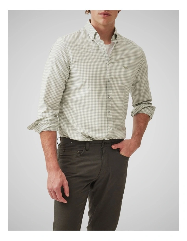 Oxford Bayshore Gingham Long Sleeve Sports Fit Shirt in Sage image 1