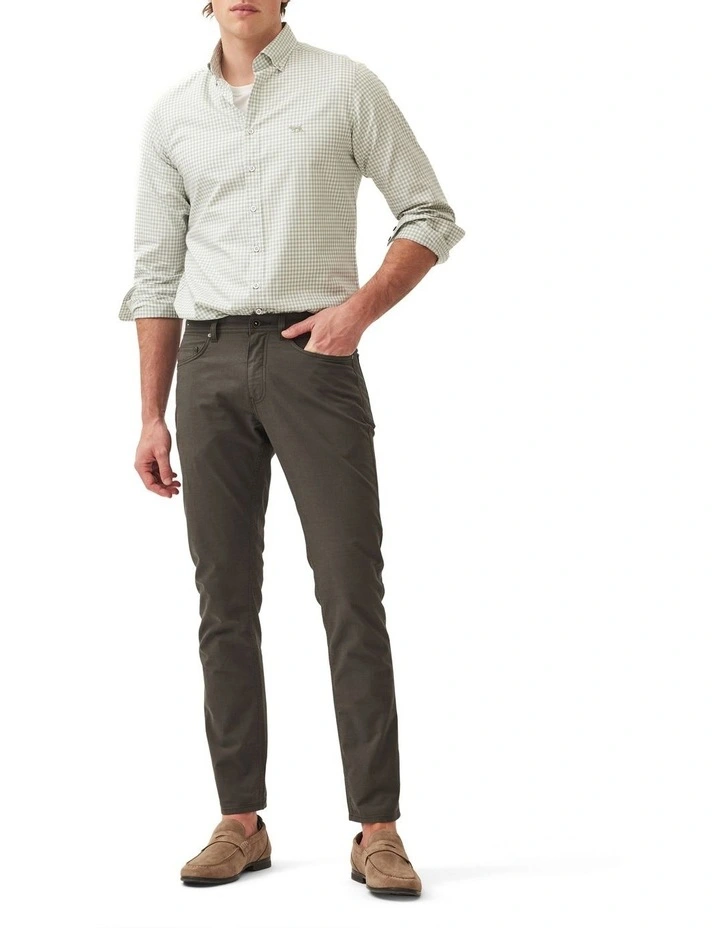 Gunn Check Oxford Long Sleeve Sports Fit Shirt in Sage image 2