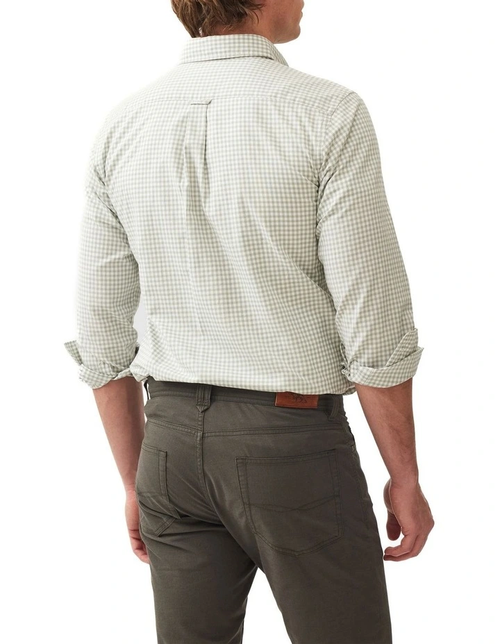Gunn Check Oxford Long Sleeve Sports Fit Shirt in Sage image 3