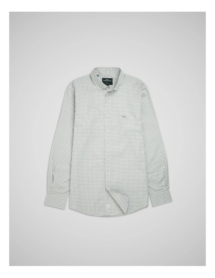 Oxford Bayshore Gingham Long Sleeve Sports Fit Shirt in Sage image 4