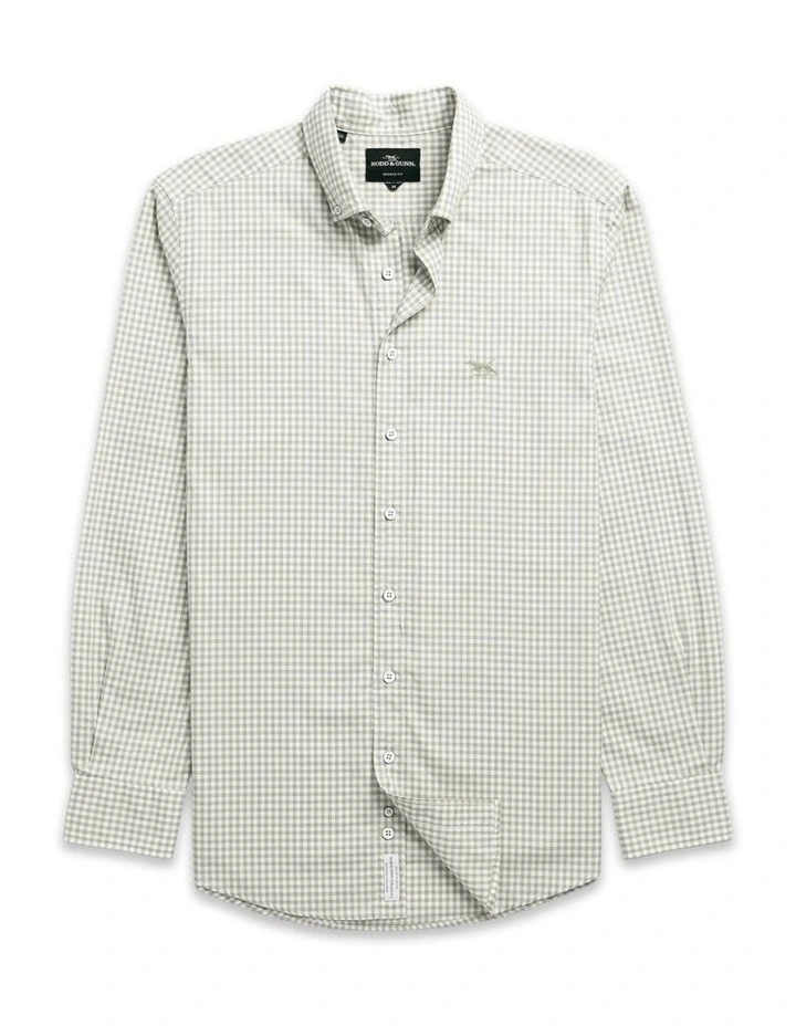Gunn Check Oxford Long Sleeve Sports Fit Shirt in Sage image 4