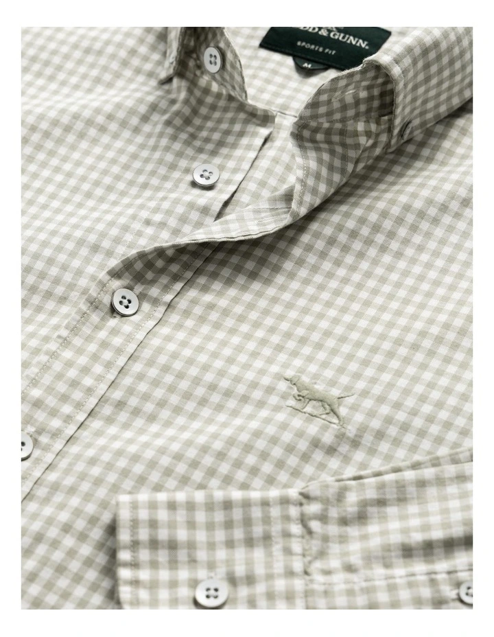 Gunn Check Oxford Long Sleeve Sports Fit Shirt in Sage image 5