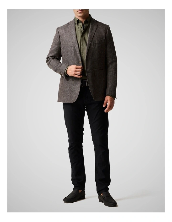 Oxford Long Sleeve Sports Fit Shirt in Khaki image 2