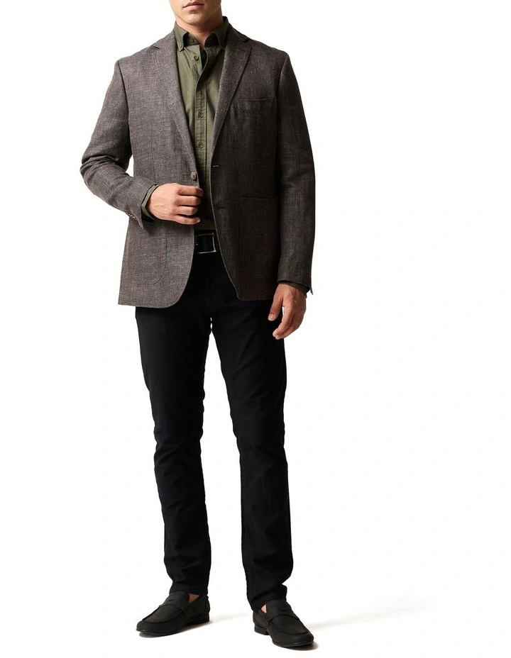 Gunn Oxford PD Long Sleeve Sports Fit Shirt in Khaki image 2