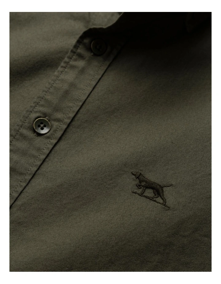 Oxford Long Sleeve Sports Fit Shirt in Khaki image 5