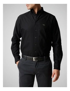 Oxford Long Sleeve Sports Fit Shirt in Noir
