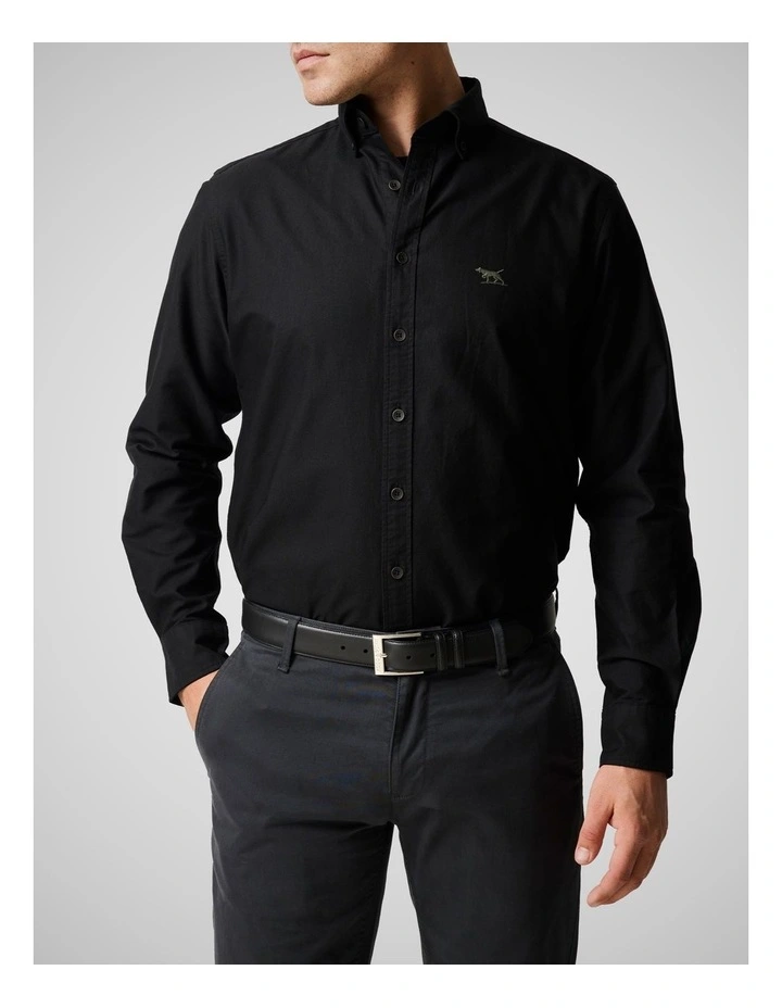 Oxford Long Sleeve Sports Fit Shirt in Noir image 1
