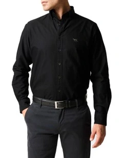Gunn Oxford PD Long Sleeve Sports Fit Shirt in Noir