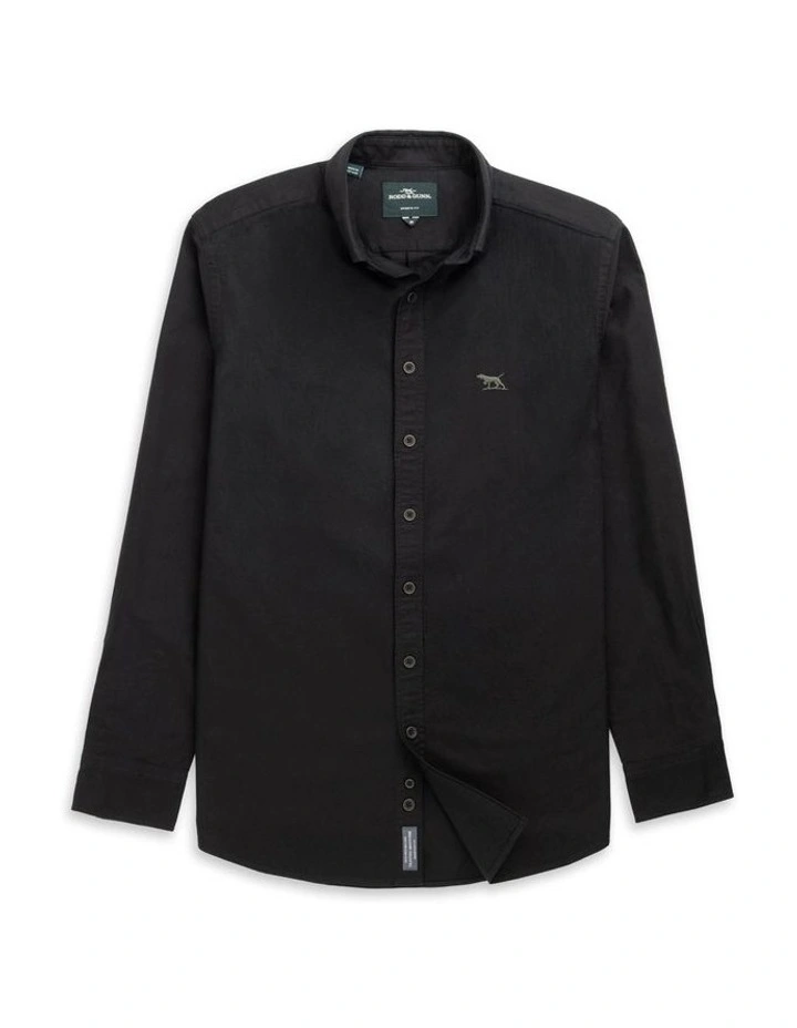 Gunn Oxford PD Long Sleeve Sports Fit Shirt in Noir image 4