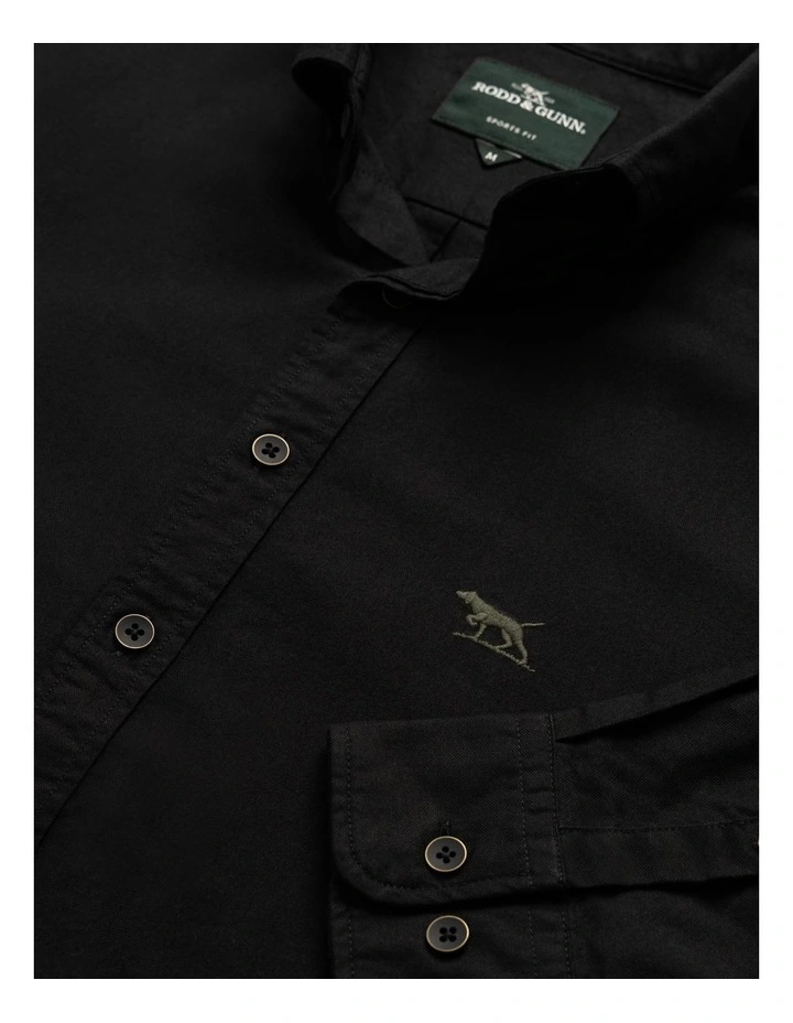 Oxford Long Sleeve Sports Fit Shirt in Noir image 5