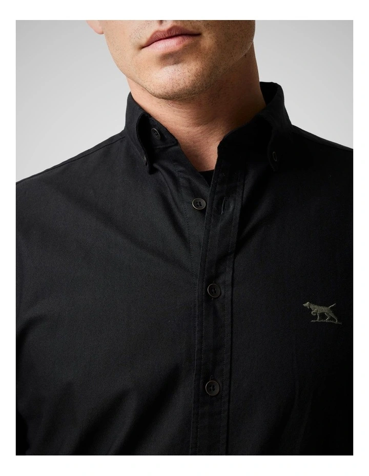Oxford Long Sleeve Sports Fit Shirt in Noir image 6