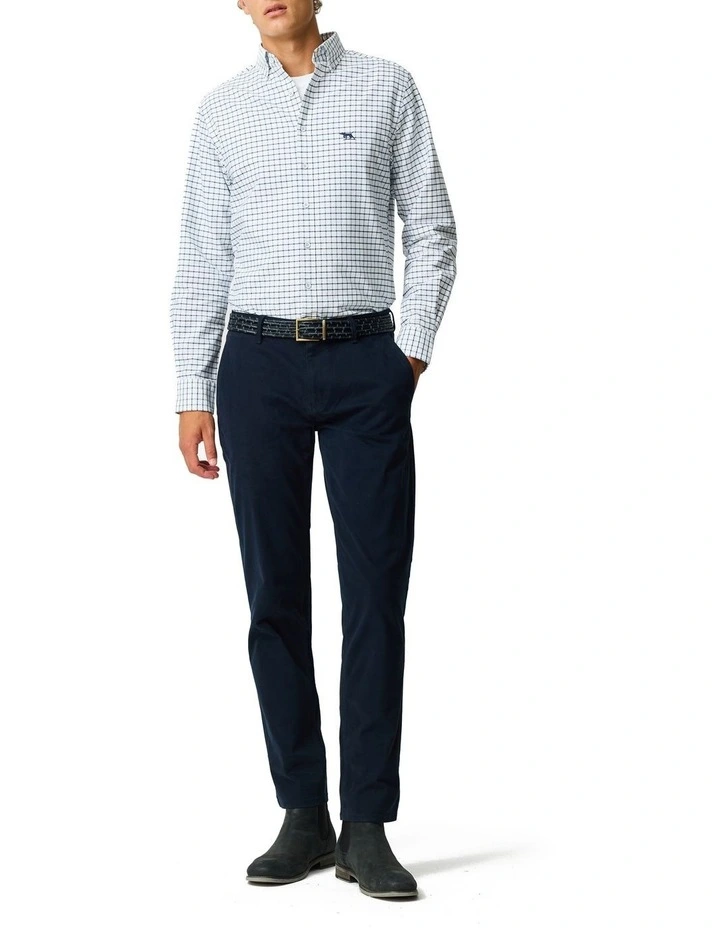 Gunn Check Oxford 3 Long Sleeve Sports Fit Shirt in Marine image 2