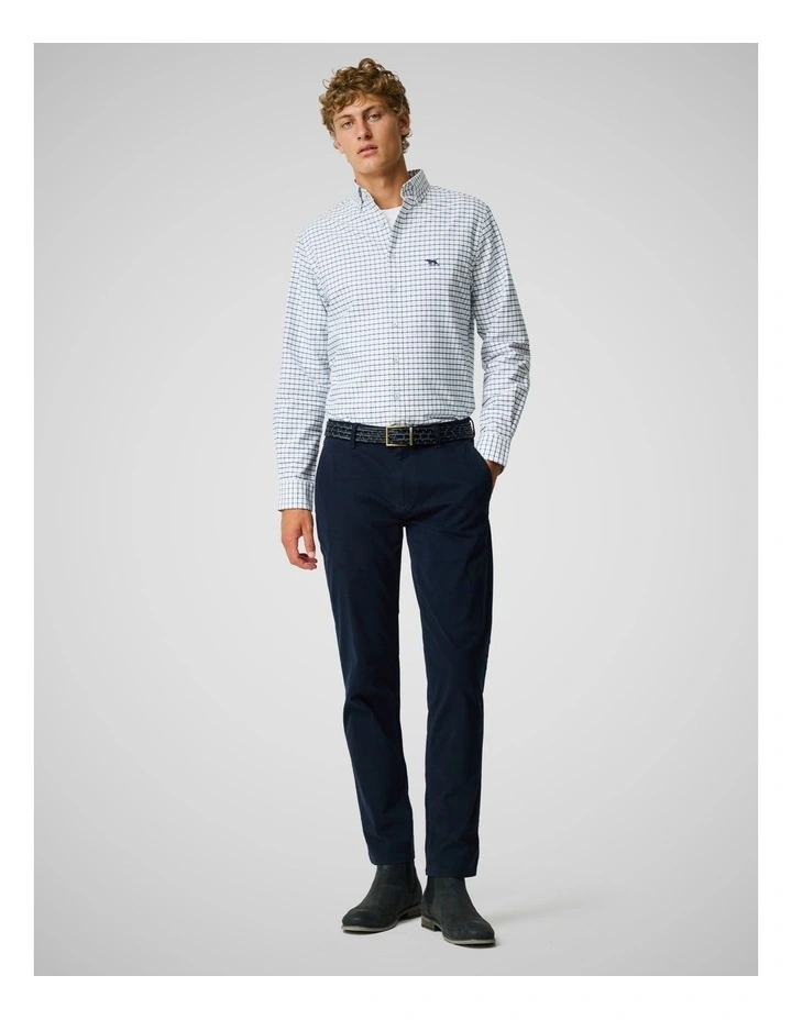 Oxford Valley Check Long Sleeve Sports Fit Shirt in Marine image 2