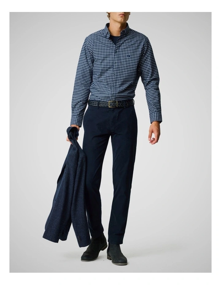 Oxford Valley Check Long Sleeve Sports Fit Shirt in Midnight image 2