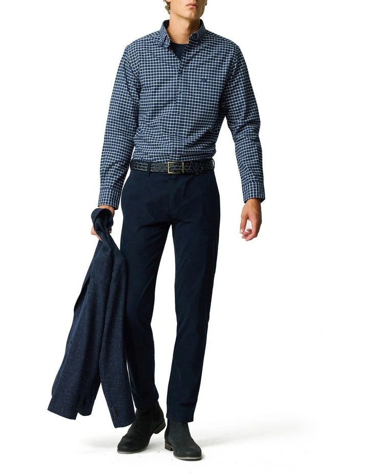 Check Oxford 3 Long Sleeve Sports Fit Shirt in Midnight image 2