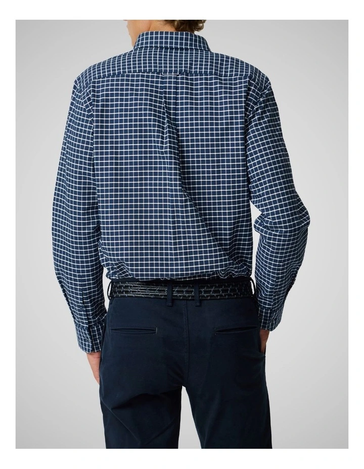 Oxford Valley Check Long Sleeve Sports Fit Shirt in Midnight image 3