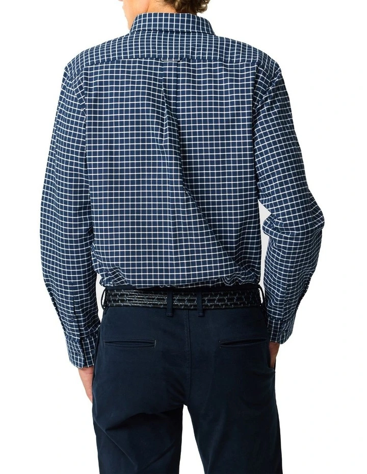 Check Oxford 3 Long Sleeve Sports Fit Shirt in Midnight image 3