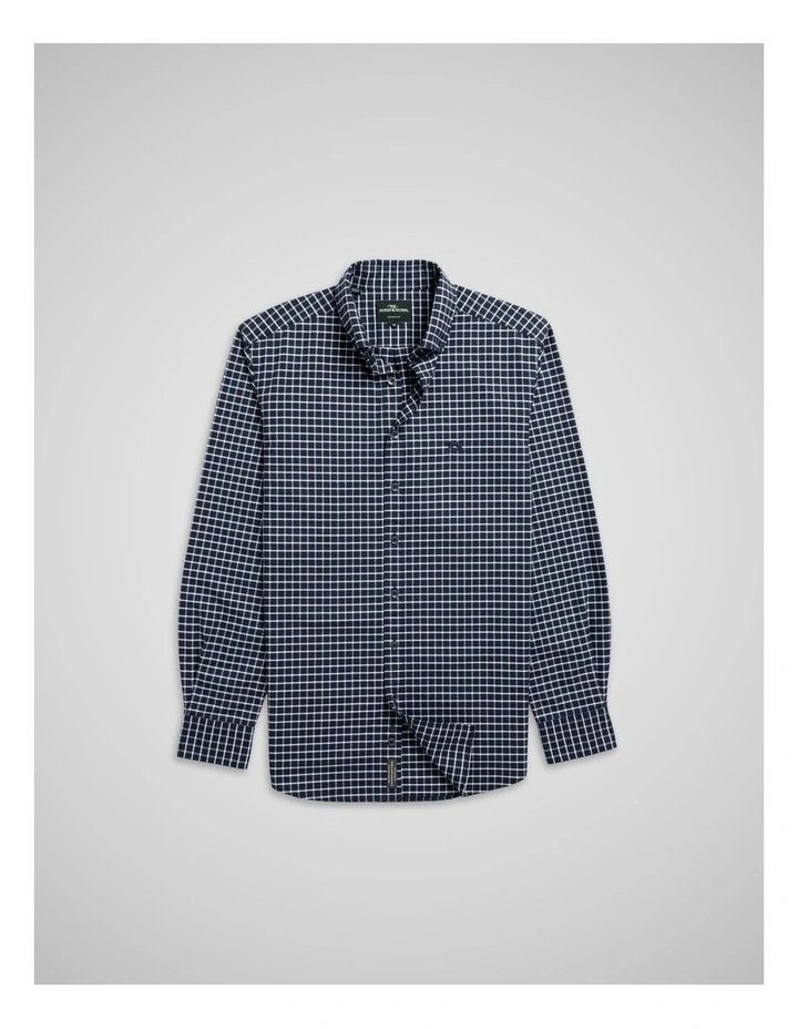 Oxford Valley Check Long Sleeve Sports Fit Shirt in Midnight image 4