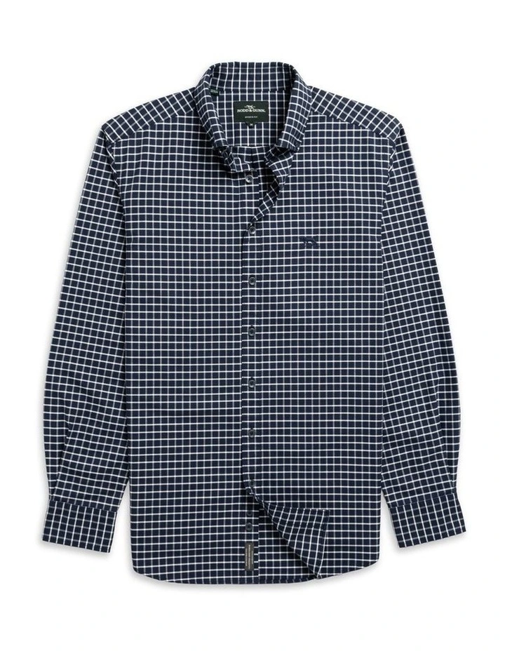 Check Oxford 3 Long Sleeve Sports Fit Shirt in Midnight image 4