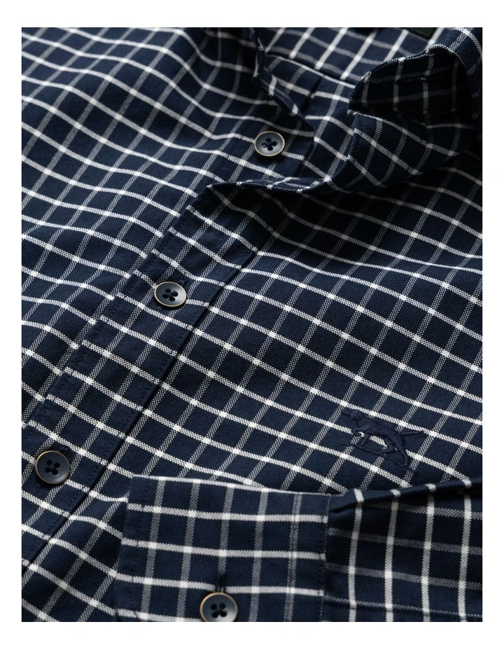 Oxford Valley Check Long Sleeve Sports Fit Shirt in Midnight image 5