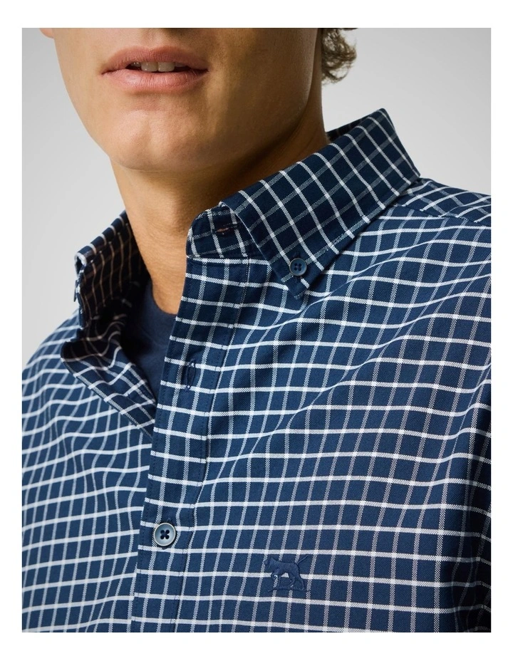 Oxford Valley Check Long Sleeve Sports Fit Shirt in Midnight image 6
