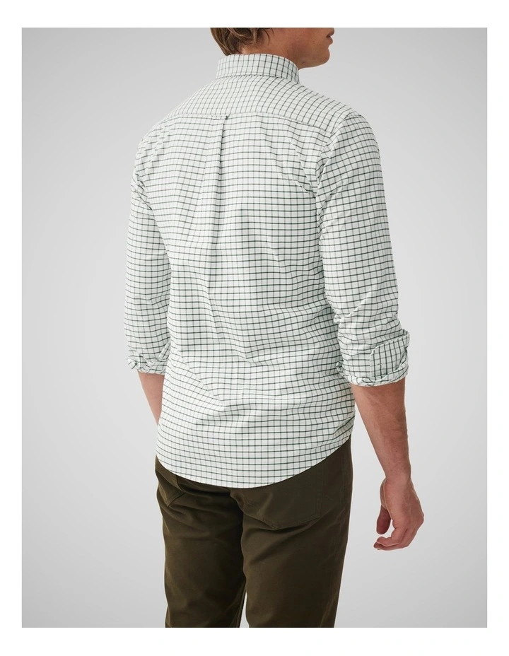 Oxford Valley Check Long Sleeve Sports Fit Shirt in Olive image 3