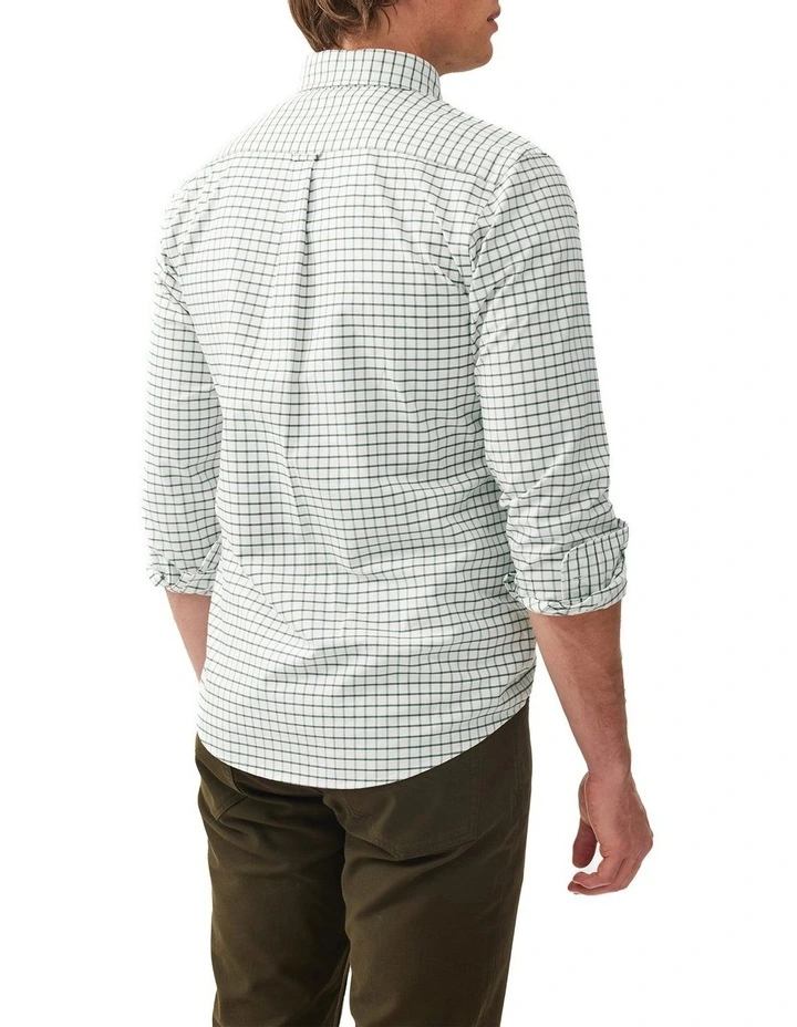 Gunn Check Oxford 3 Long Sleeve Sports Fit Shirt in Olive image 3