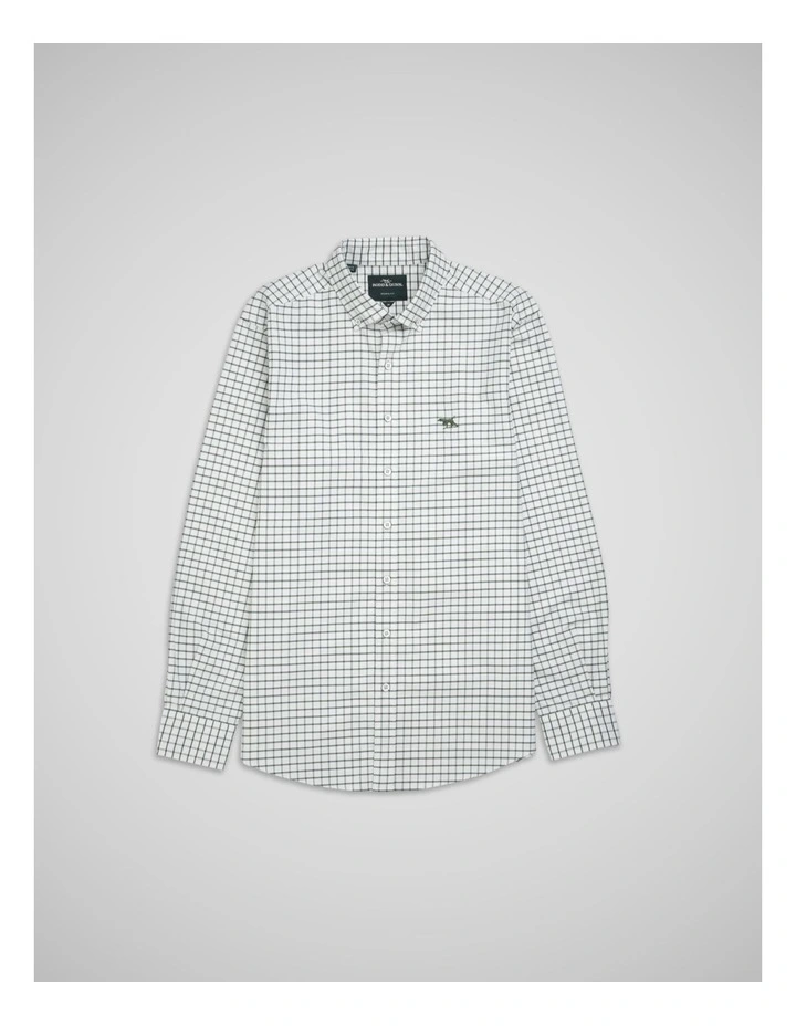 Oxford Valley Check Long Sleeve Sports Fit Shirt in Olive image 4